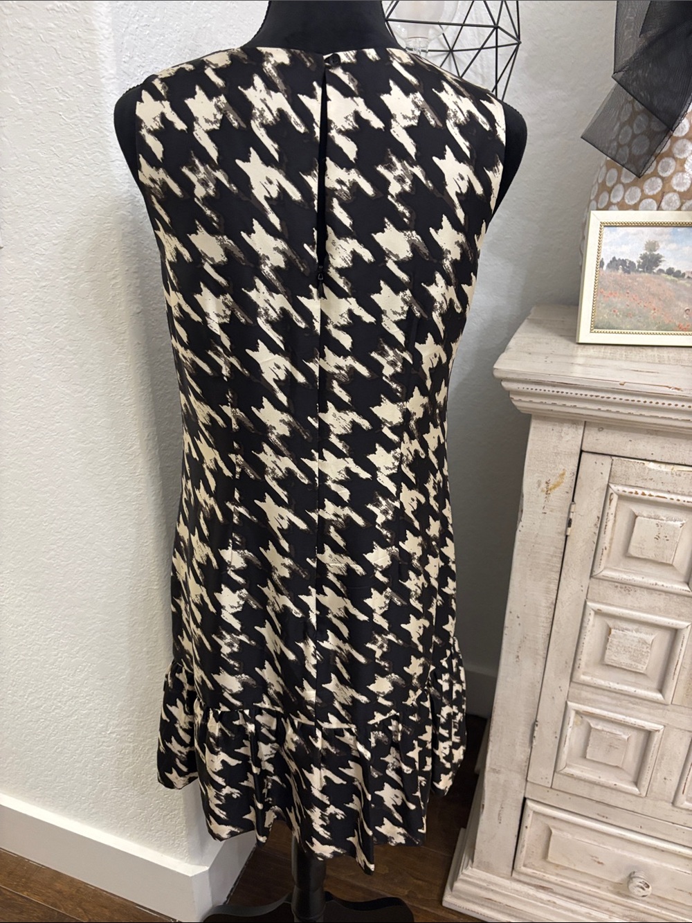 J Crew Sleeveless Black and White Houndstooth Swing Dress - Picture 3 of 5